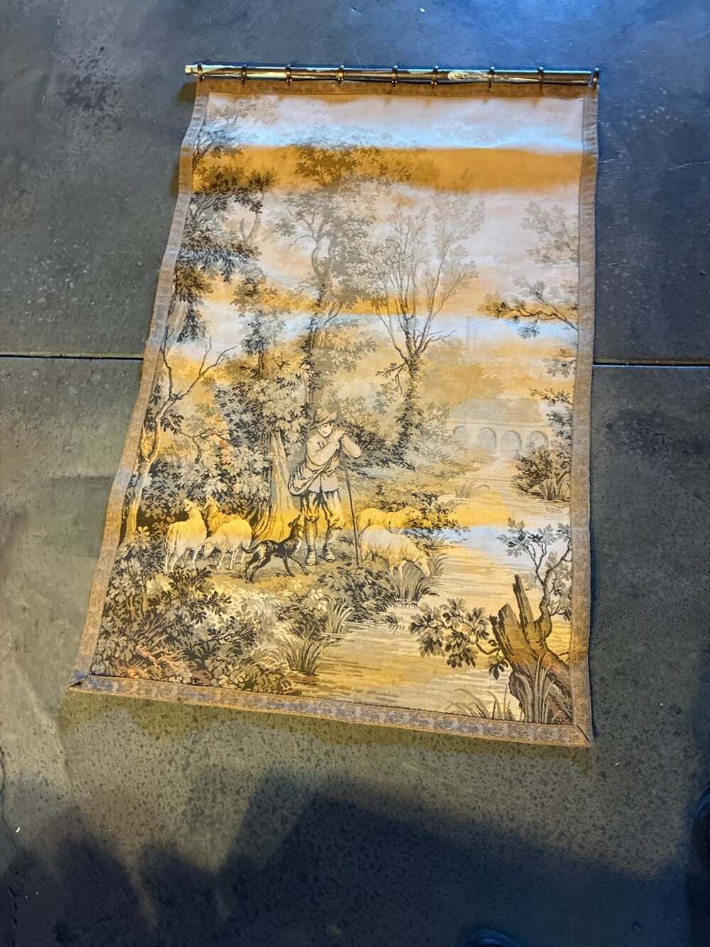 Vintage French Pastoral Scene Woven Jacquard Wall Tapestry